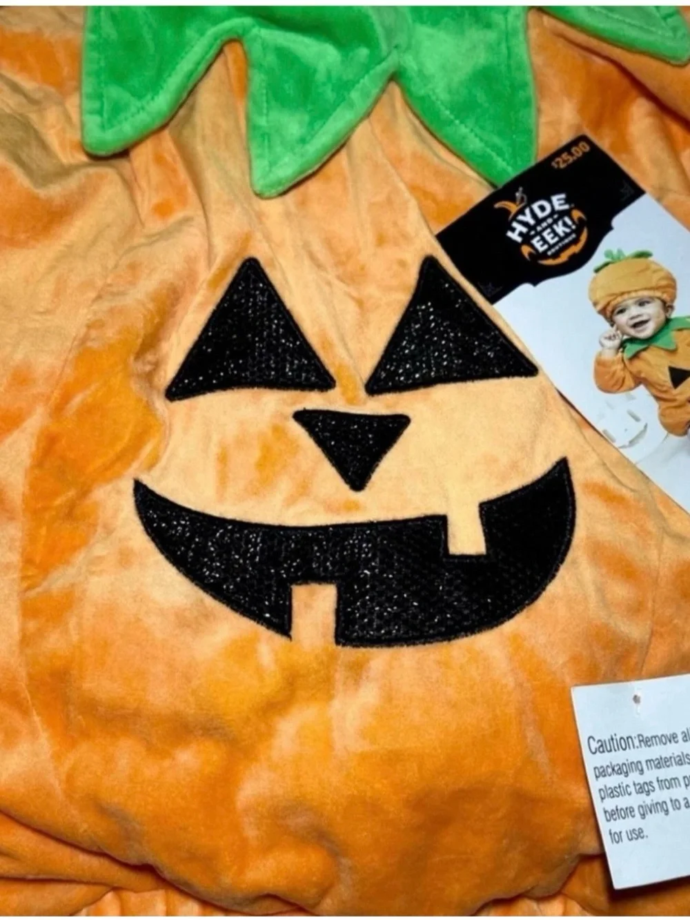 Infant Pumpkin Halloween Costume Pullover Top & Hat Hyde & EEK! 12-18 Months NEW